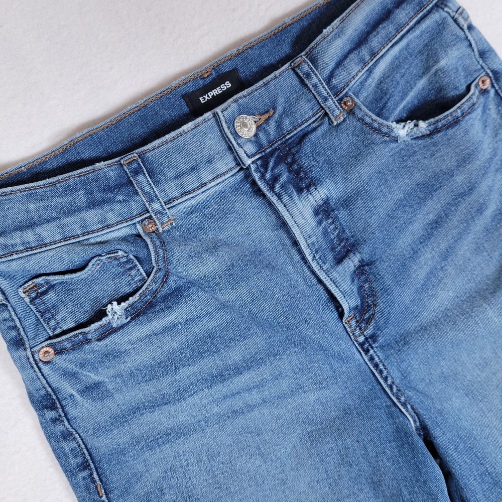 Express Mid Rise Straight‎ Ankle Stretch Jeans Size 8 Medium Blue